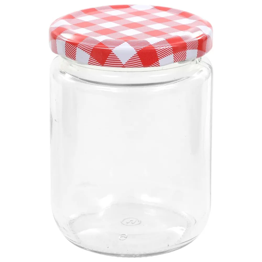 Frascos de vidro com tampas brancas e vermelhas 48 pcs 230 ml