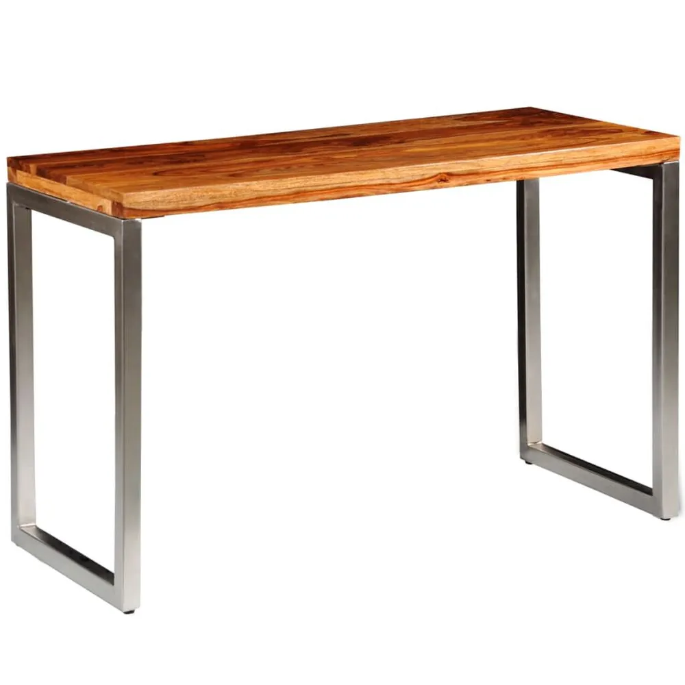 Mesa de jantar/escritório pernas de ço madeira maciç
