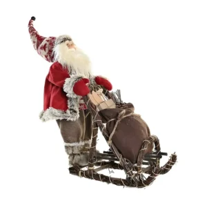 Estatueta Pintada à Mão Figura Decorativa DKD Home Decor Vermelho Cinzento Madeira Pai Natal 42 x 22 x 48 cm