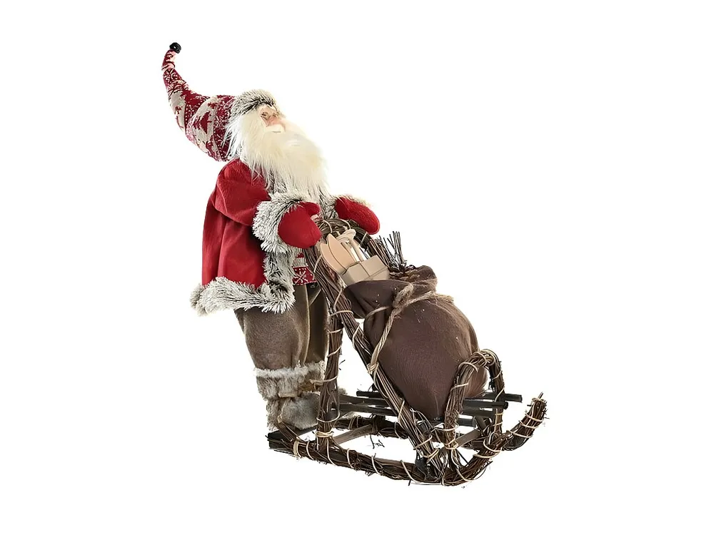 Estatueta Pintada à Mão Figura Decorativa DKD Home Decor Vermelho Cinzento Madeira Pai Natal 42 x 22 x 48 cm