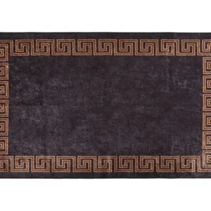 Capacho Personalizado Tapete lavável antiderrapante 120x180 cm preto e dourado