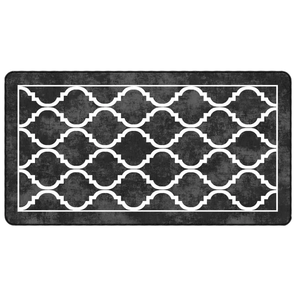Certificado Ecológico Tapete lavável antiderrapante 80x150 cm preto e branco