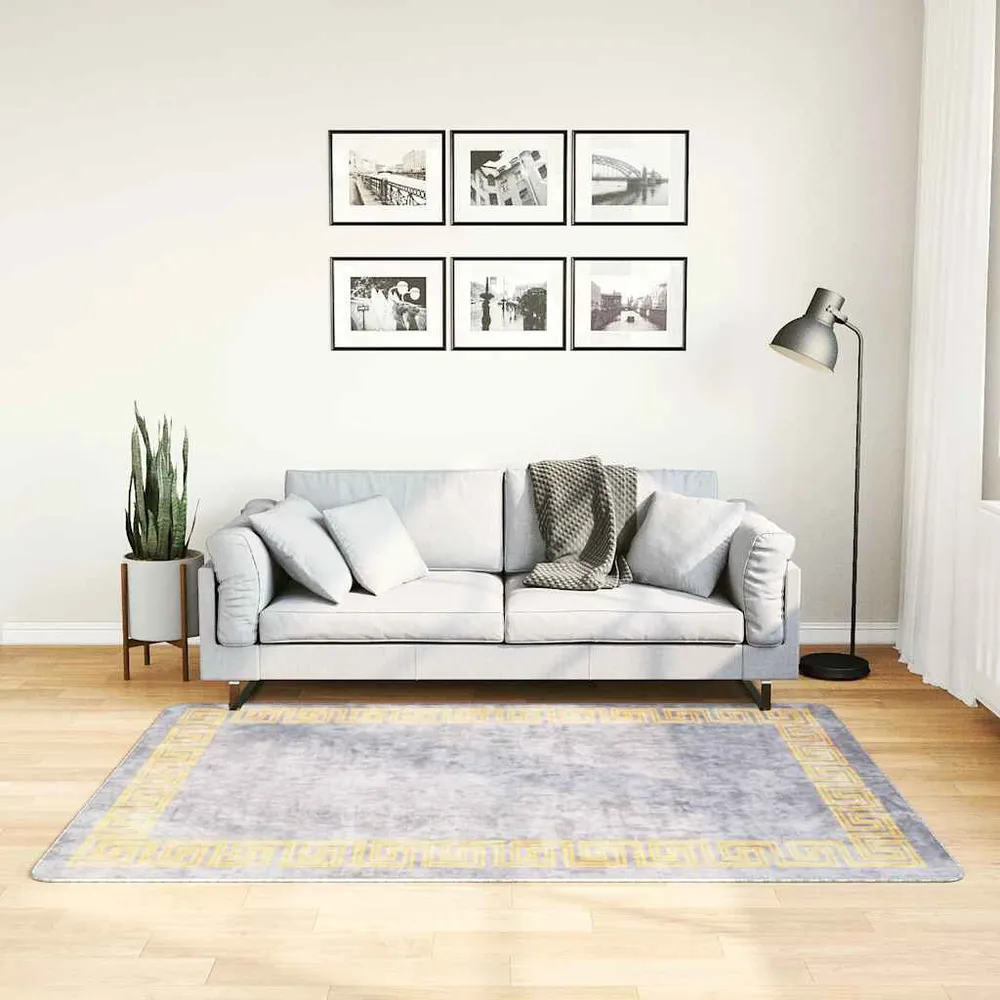 Tapete lavável antiderrapante 120x180 cm cinzento - Impermeável e Antimanchas