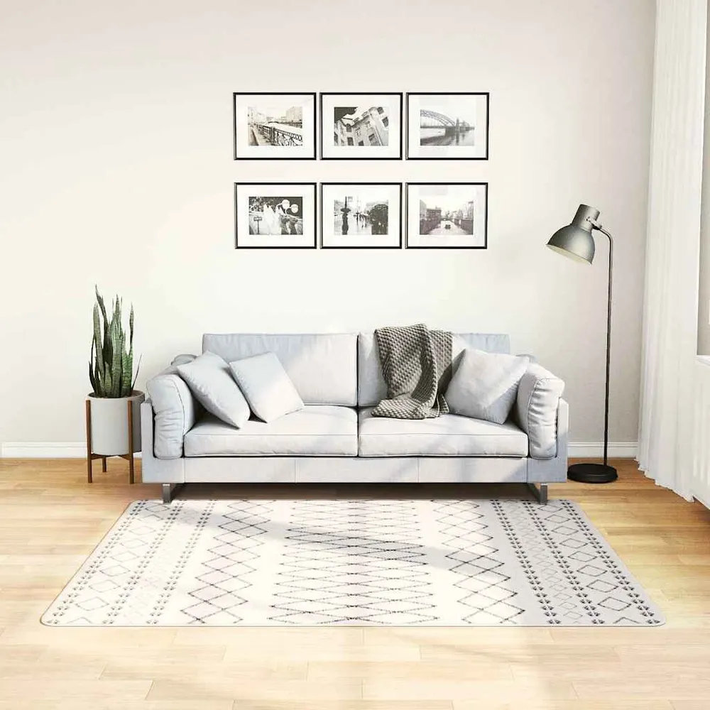 Tapete de Área Tapete lavável antiderrapante 120x170 cm preto e branco