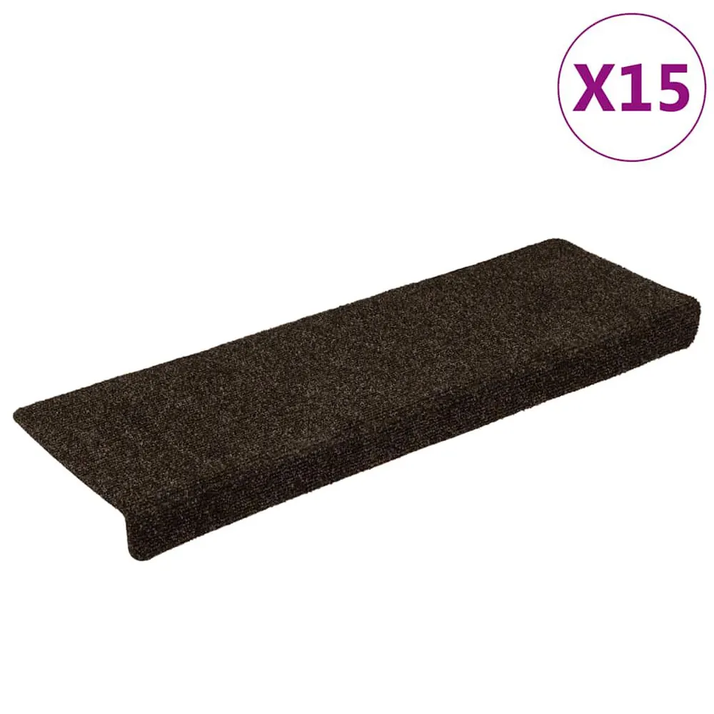 Tapetes de escada 15pcs 65x21x4 tecido agulhado castanho fosco (Antialérgico)