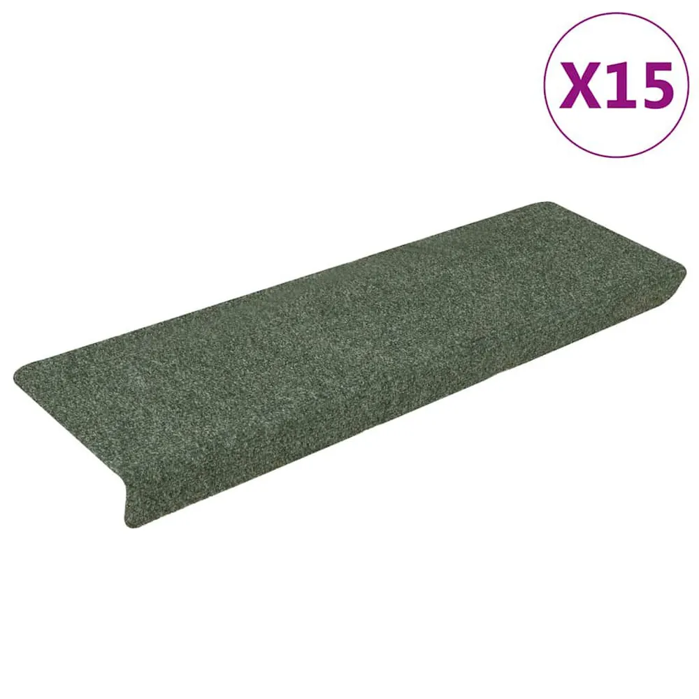 Tapetes de escada 15 pcs 65x21x4 cm tecido agulhado castanho | Com Garantia de 2 Anos