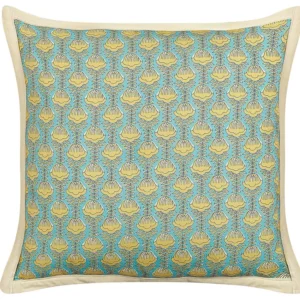 Em algodão Cushion Flower Pattern 45 x 45 cm Blue and Yellow WAKEGI