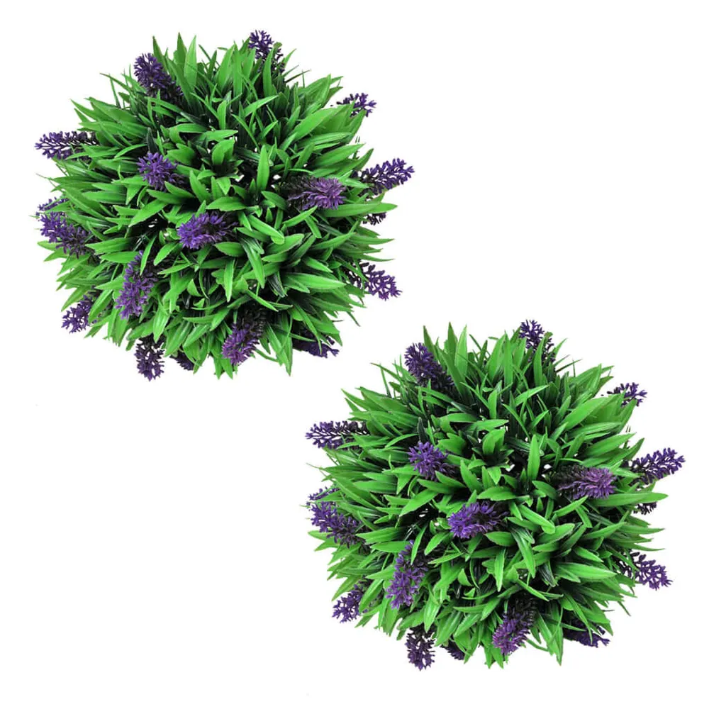 Conjunto de 2 bolas de buxo artificiais com lavanda 28 cm vidaXL