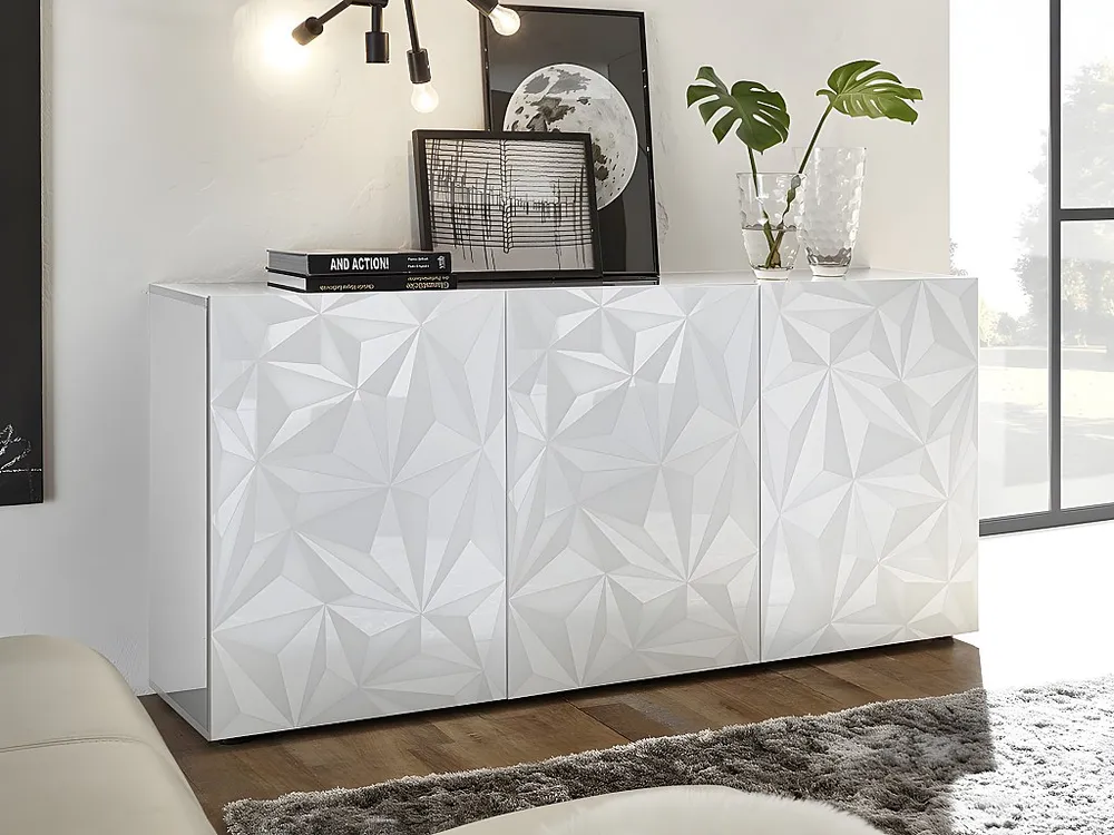 Batedeira Planetária Aparador design com 3 portas – Branco lacado ERIS