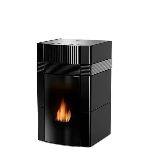 Robin Wood ++ Fogão pellets de água Woody 24 kW com revestimento cerâmico preto, RWW24B