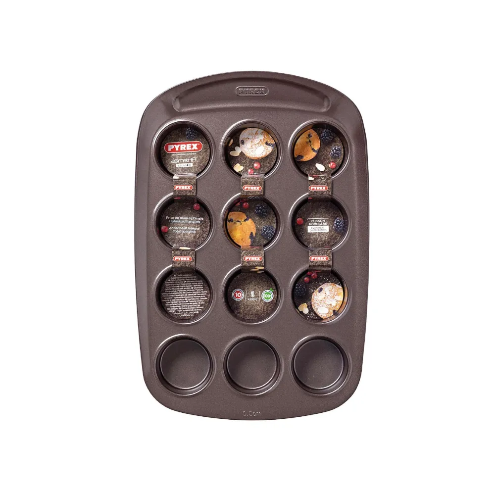 Forma 12 Muffins Metálico 38x25cm Castanho Asimetria
