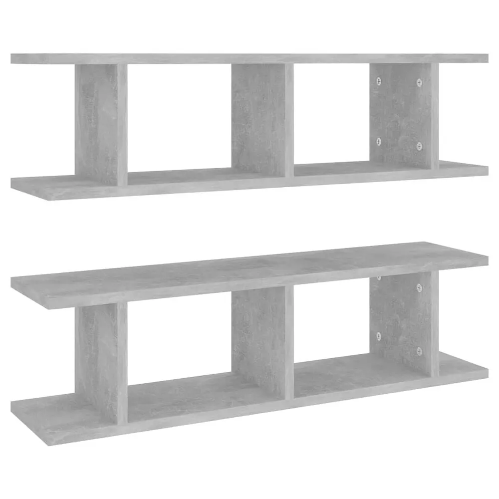 Estante para Banheiro Estantes de parede 2 pcs 78x18x20 cm madeira cinzento cimento