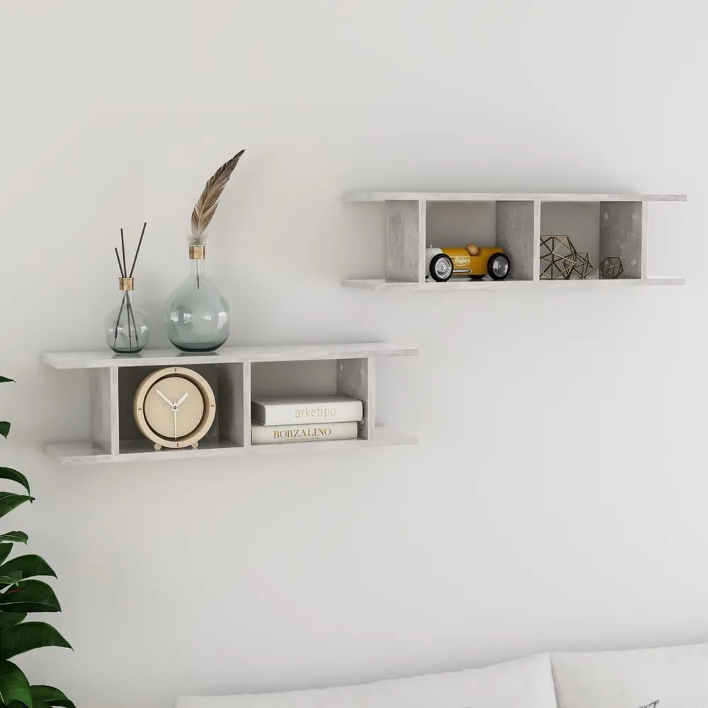 Estante para Banheiro Estantes de parede 2 pcs 78x18x20 cm madeira cinzento cimento