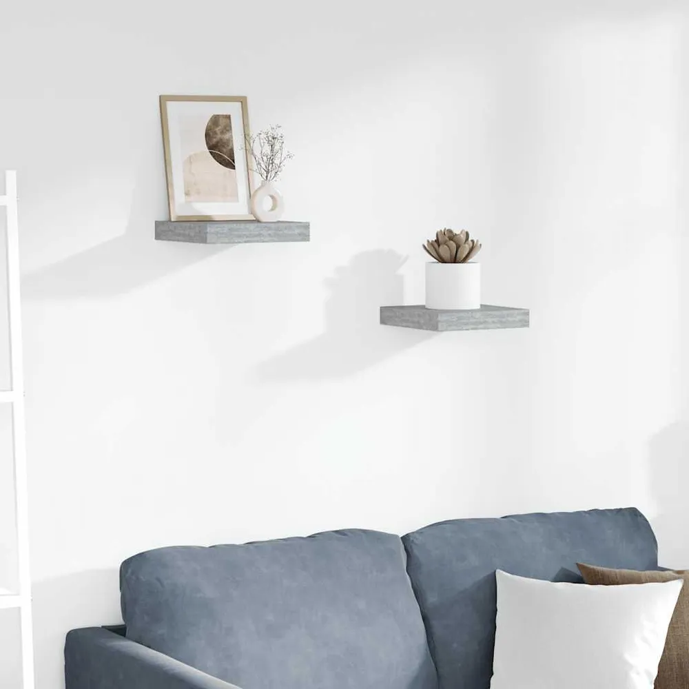 Organizador de Sapateira Prateleiras de parede 2 pcs 23x23,5x3,8cm MDF cinzento-cimento
