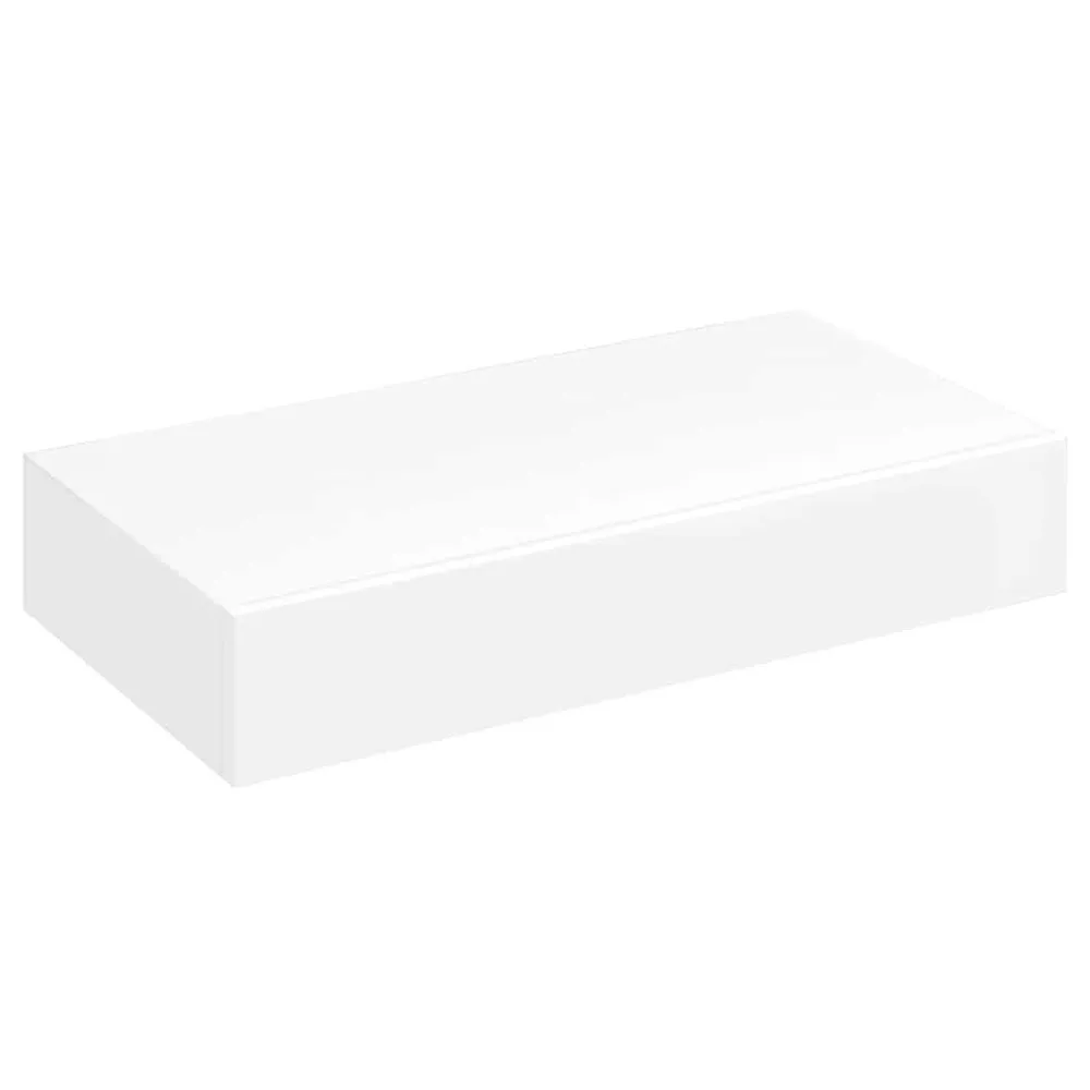 Prateleira de parede com 1 gaveta para livrosemDVD MDF branco para Espaços Pequenos