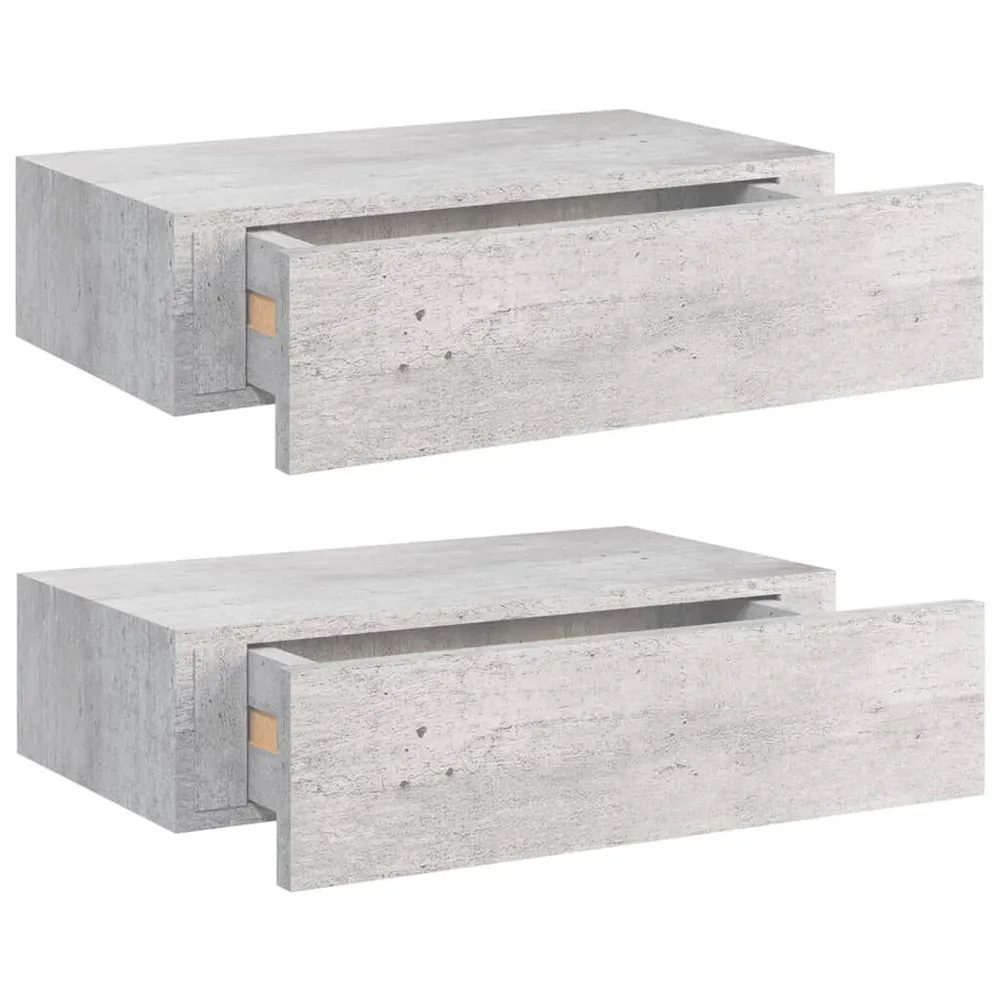 Prateleiras parede + gavetas 2 pcs MDF 40x23,5x10 cm cinza cim. com 5 Gavetas