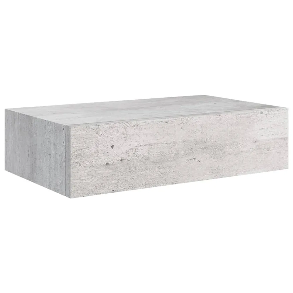 Prateleiras parede + gavetas 2 pcs MDF 40x23,5x10 cm cinza cim. com 5 Gavetas