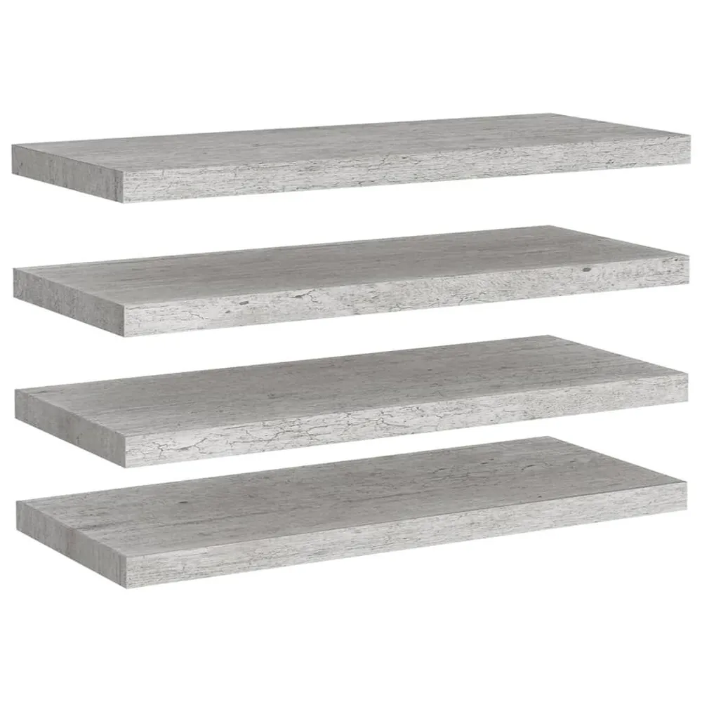 Prateleiras de parede 4 pcs 80x23,5x3,8cm MDF cinzento-cimento Empilhável