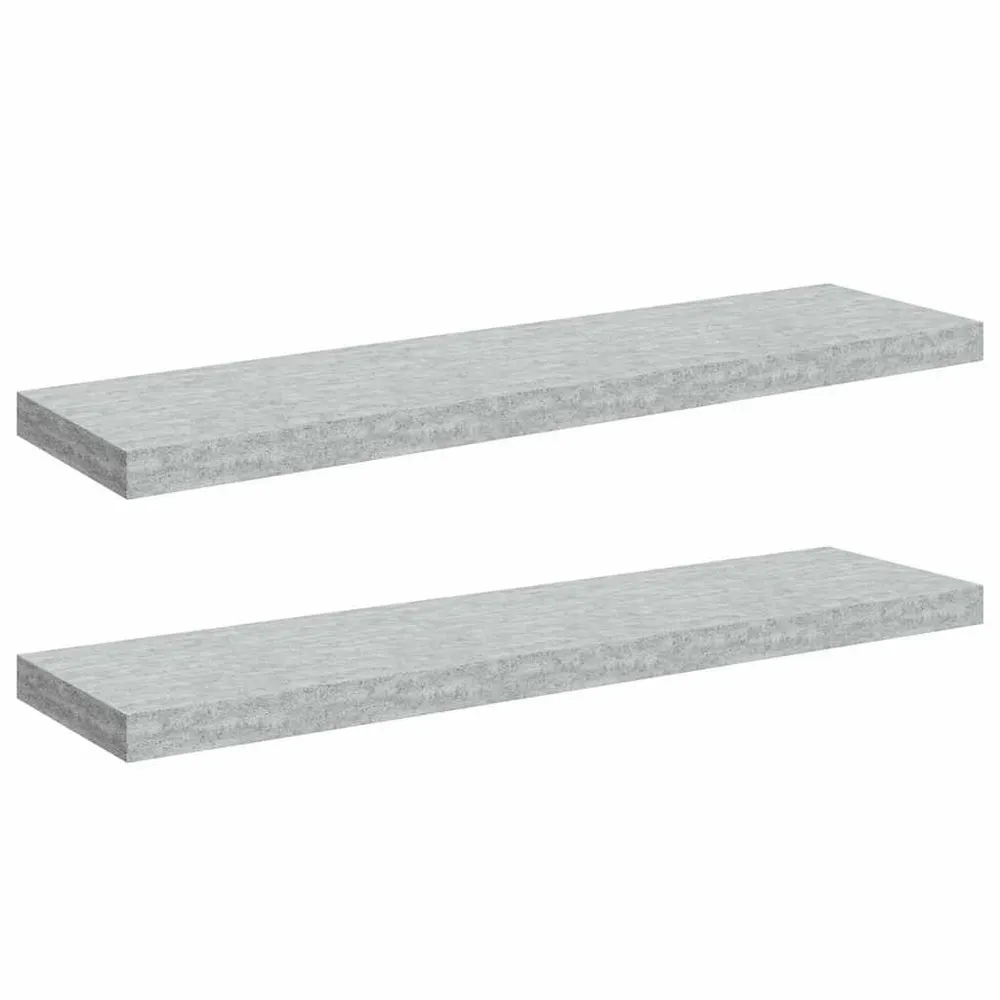 Prateleiras de parede 2 pcs 90x23,5x3,8cm MDF cinzento-cimento Montagem Fácil