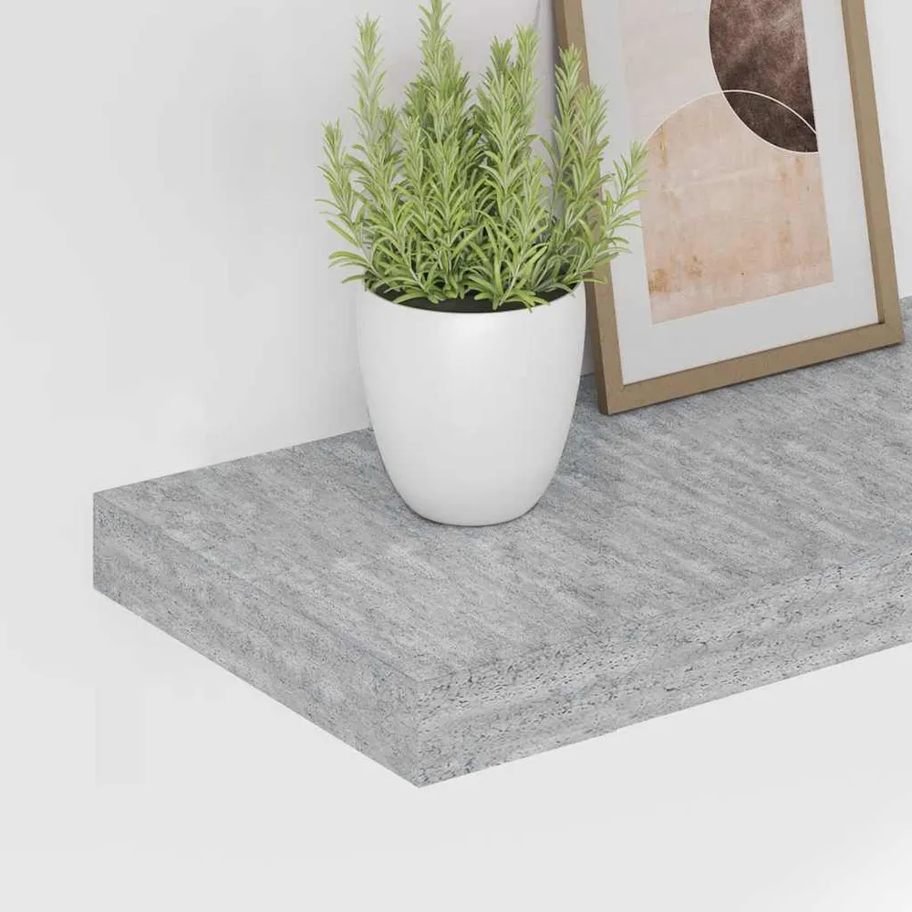 Prateleiras de parede 2 pcs 90x23,5x3,8cm MDF cinzento-cimento Montagem Fácil