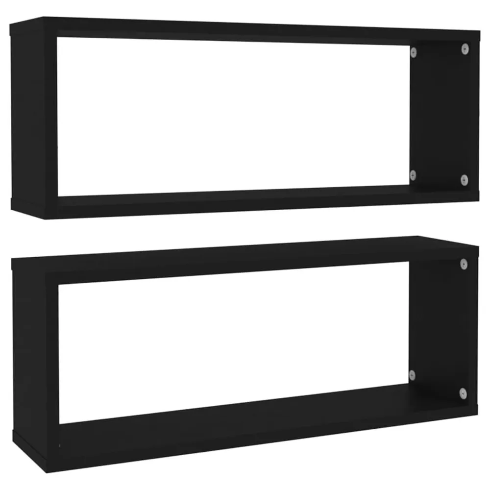 Sistema Modular Prateleiras parede forma de cubo 2 pcs derivados madeira preto