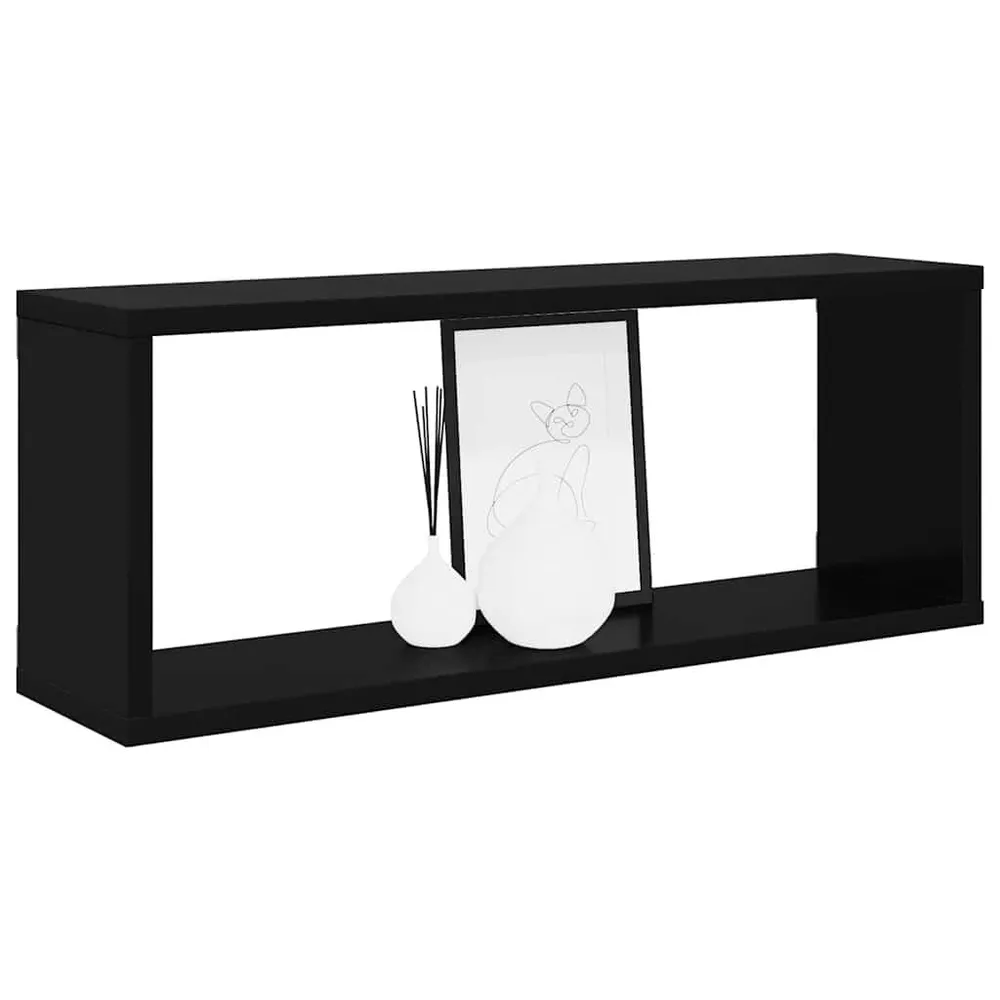 Sistema Modular Prateleiras parede forma de cubo 2 pcs derivados madeira preto