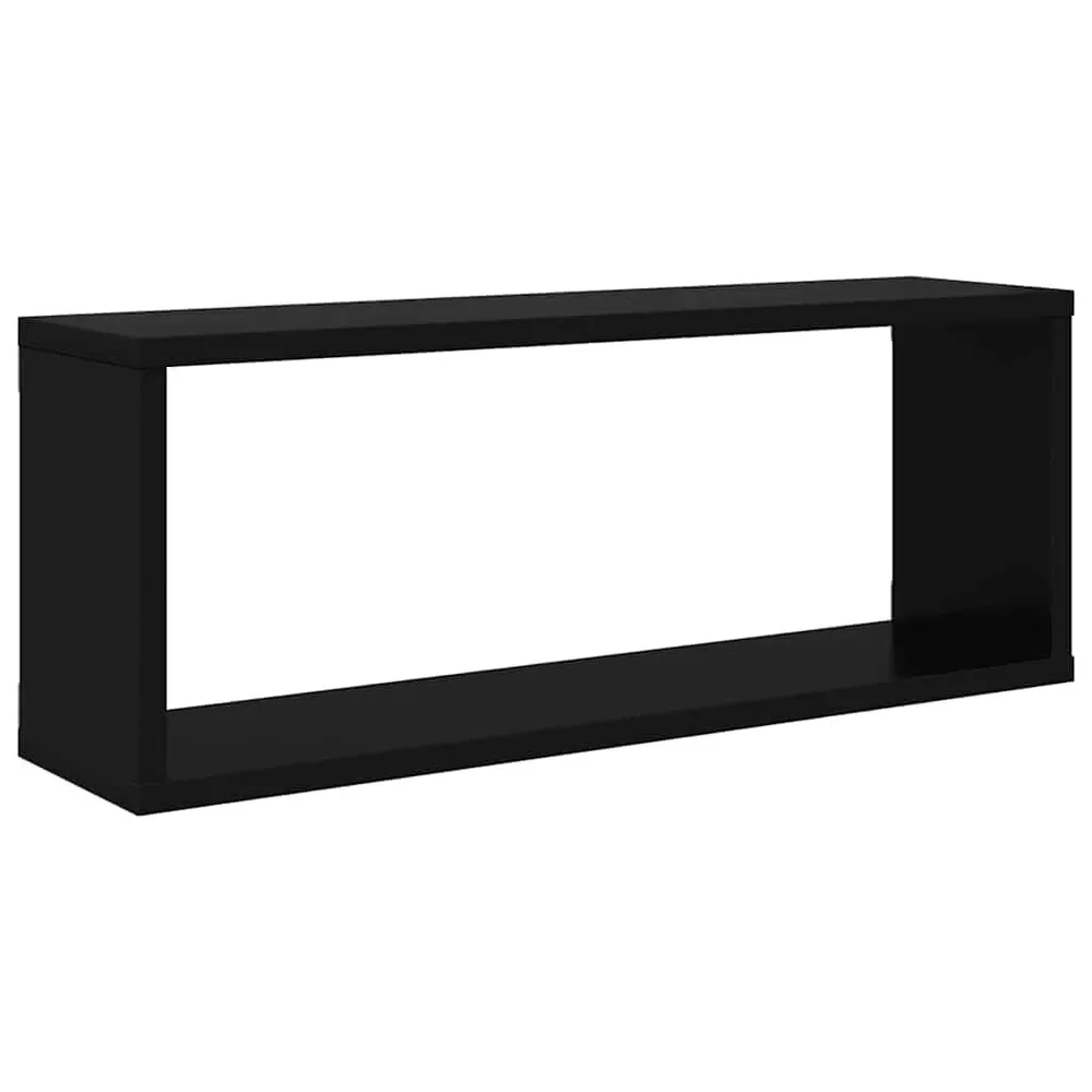 Sistema Modular Prateleiras parede forma de cubo 2 pcs derivados madeira preto