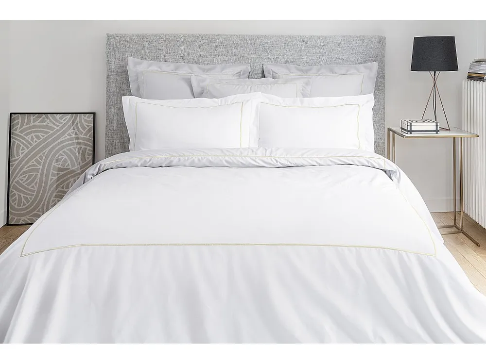 Almofada de Corpo Conjunto de 2 fronhas em percal 80 fios/cm² 63 x 63 cm branco e bege - CHARMY