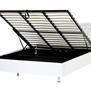 Faux Leather EU Super King Size Ottoman Bed White METZ