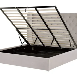 Velvet EU Super King Size Ottoman Bed Light Grey LUBBON