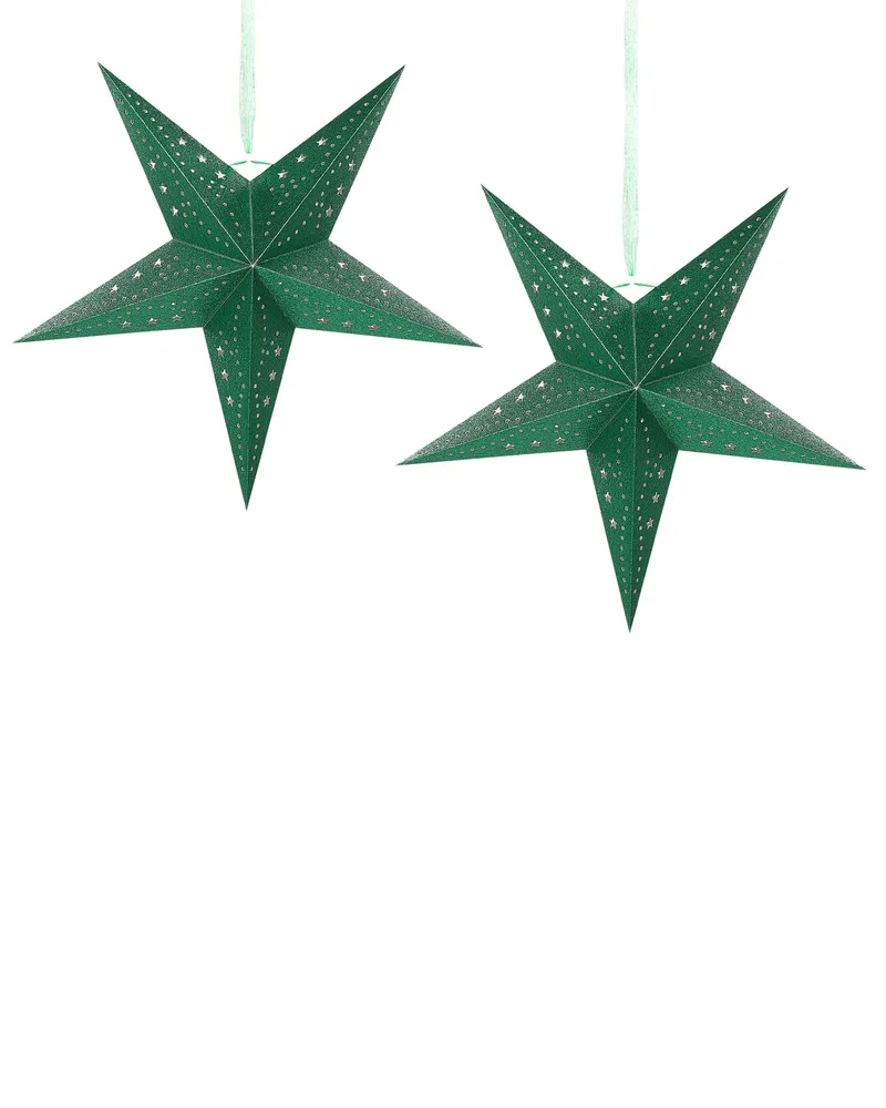Set 2 LED Hanging Glitter Stars 45 cm Musgo MOTTI