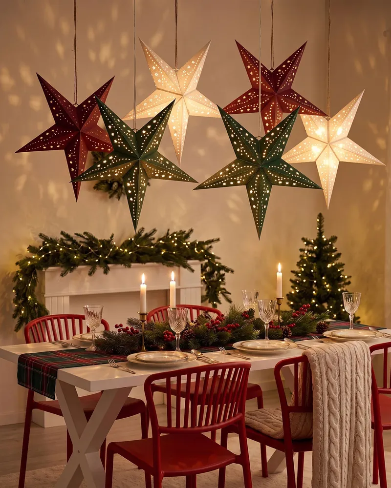 Set 2 LED Hanging Glitter Stars 45 cm Musgo MOTTI