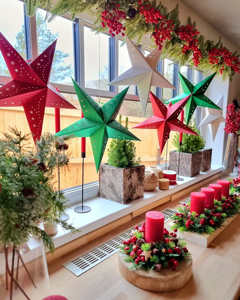 Set 2 LED Hanging Glitter Stars 45 cm Musgo MOTTI