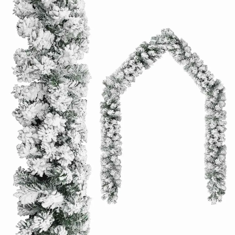 Grinalda com Pinhas e Azevinho Grinalda de Natal com neve 5 m PVC verde