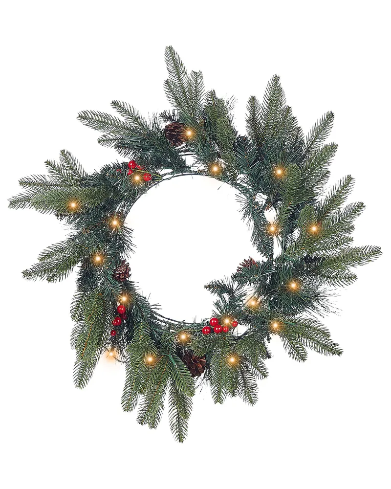 Grinalda decorativa verde com iluminação LED ⌀ 50 cm WHITEHORN Artesanato Tradicional