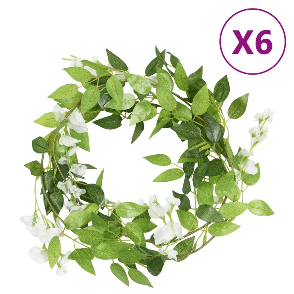 Grinaldas de flores de Natal 6 pcs 200 cm branco com Efeito Cintilante