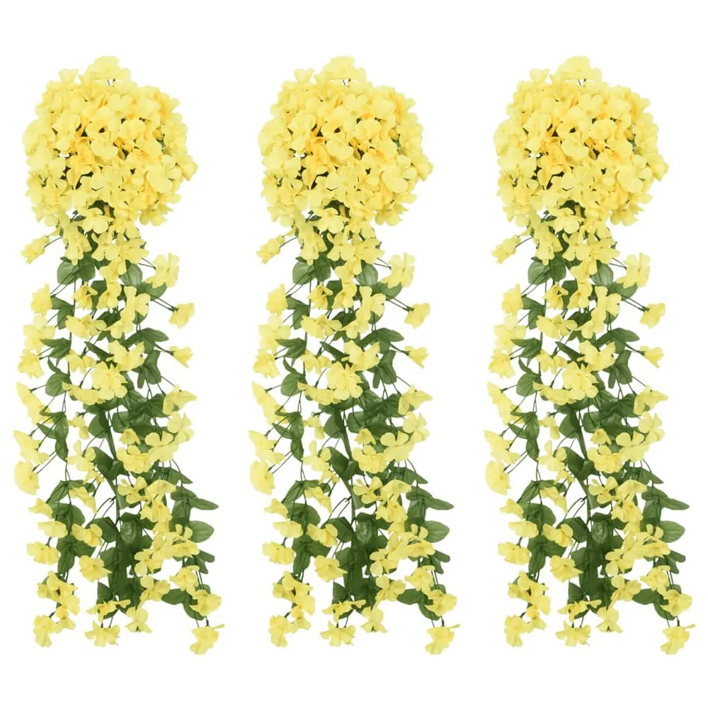 Grinaldas de flores de Natal 3 pcs 85 cm amarelo | Decoração Festiva