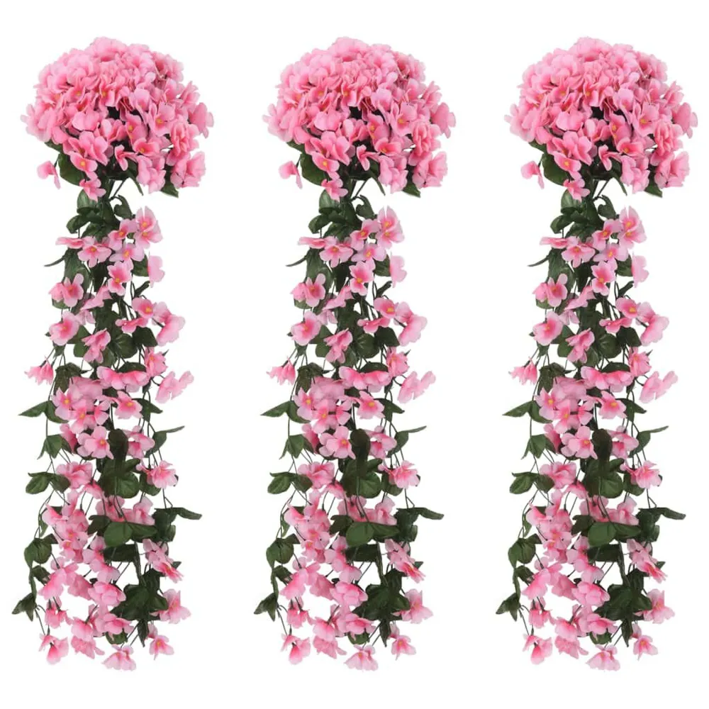Guirlanda de Pinheiro Natural Grinaldas de flores de Natal 3 pcs 85 cm rosa