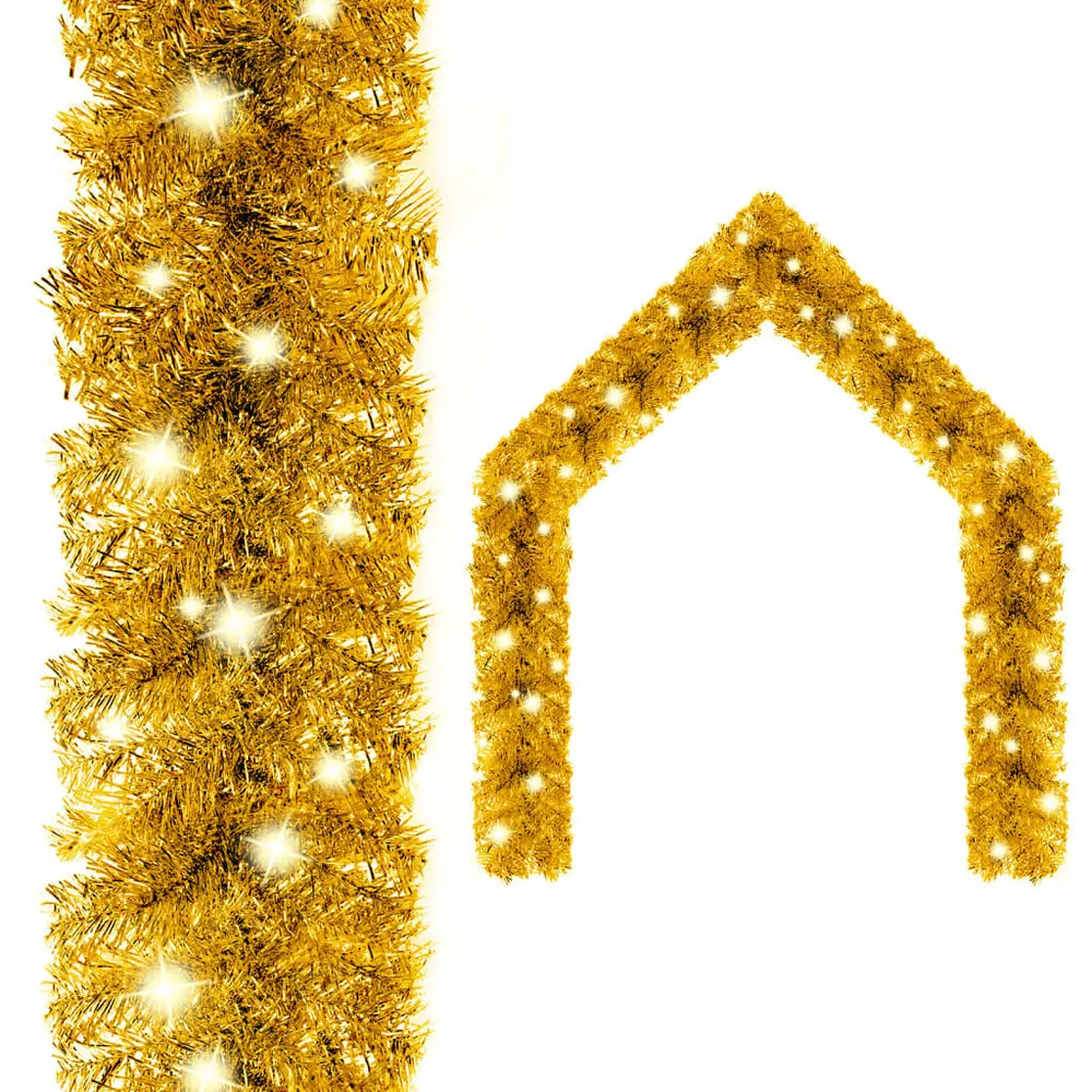 Premium Artesanal Grinalda de Natal com luzes LED 5 m dourado