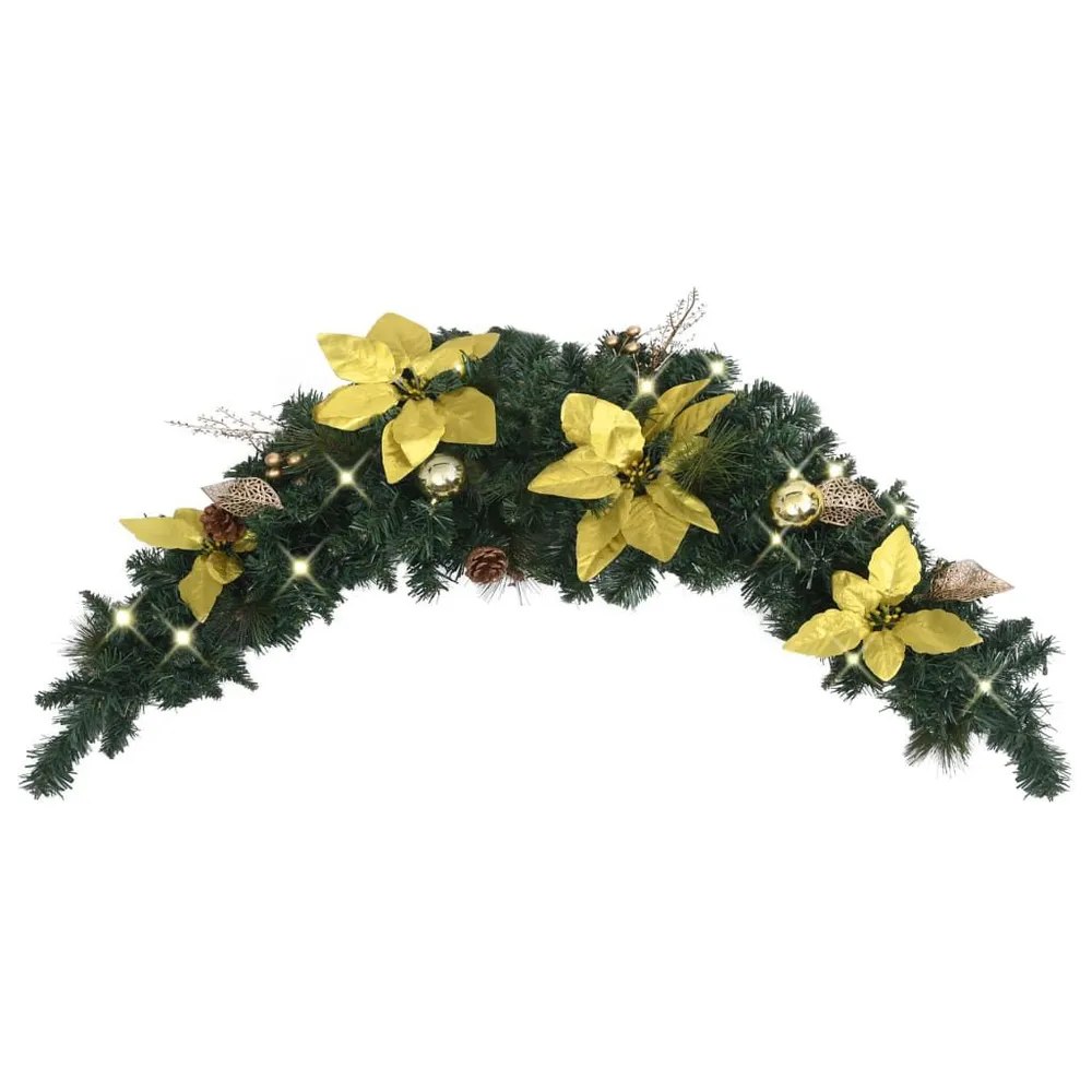 Premium Artesanal Grinalda de Natal com luzes LED 90 cm PVC verde