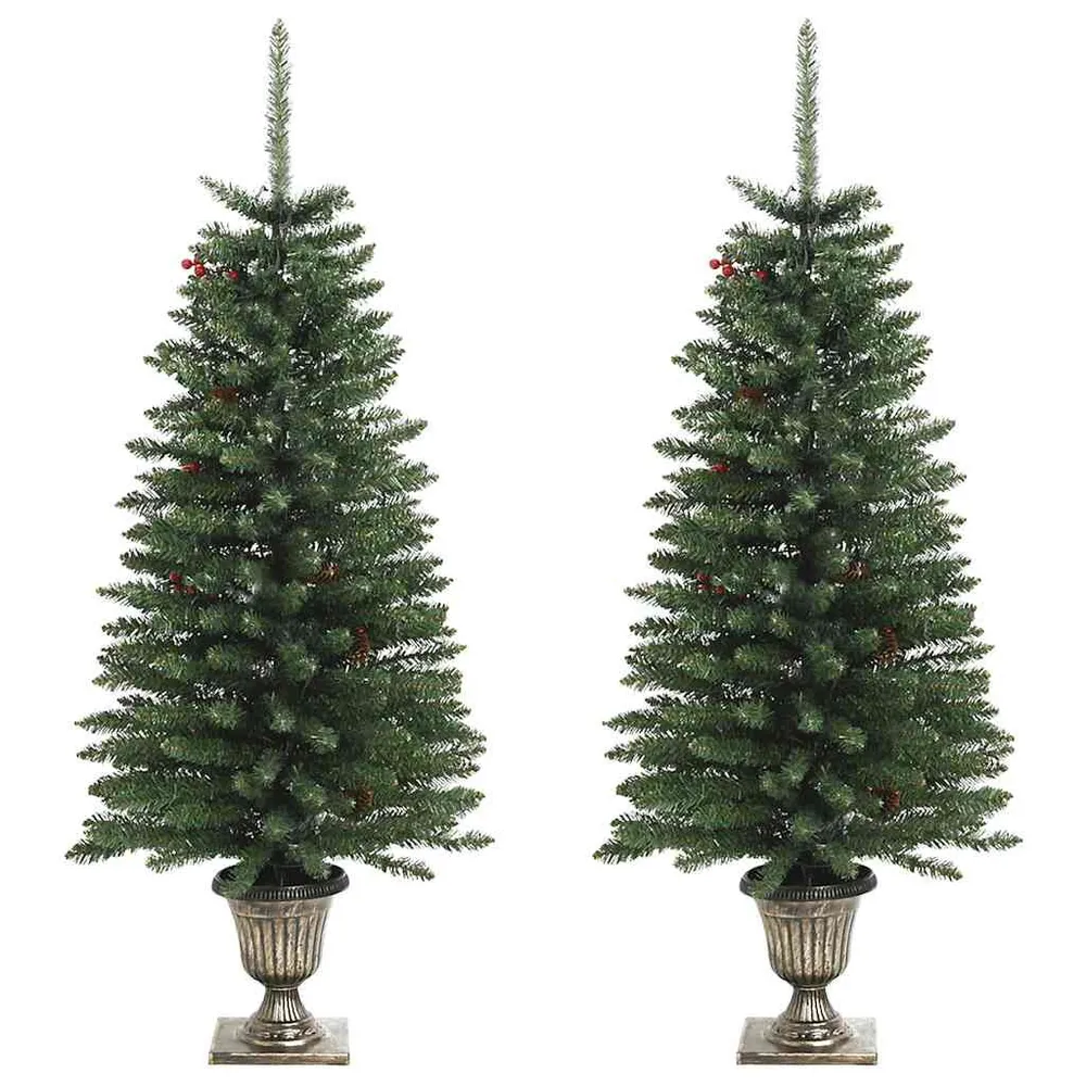 Resistente ao Clima Árvores Natal artificiais 2pcs com coroa de Natal/grinalda/LEDs