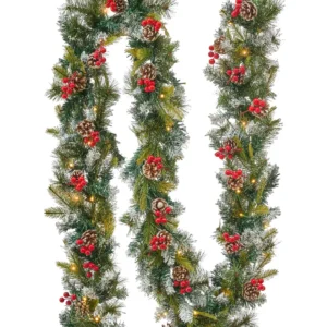Pre-Lit Snowy Christmas Garland 270 cm Oliva PAIMIO