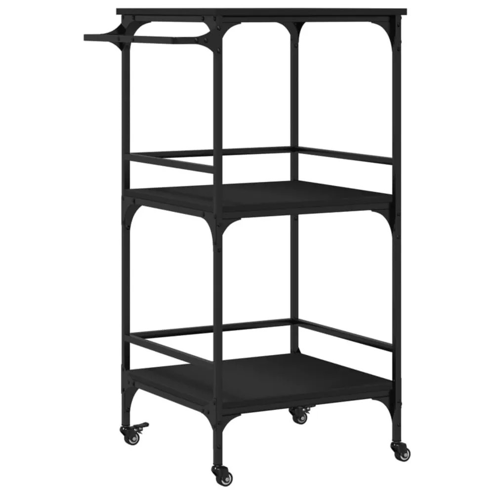 Carrinho de cozinha 100,5x50x105 cm derivados de madeira preto