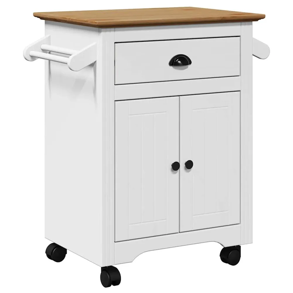 Carrinho de cozinha BODO branco e castanho 72x45x80 cm