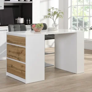 Ilha central de cozinha com arrumação em MDF - Branco e Puro claro - PALESTRINA