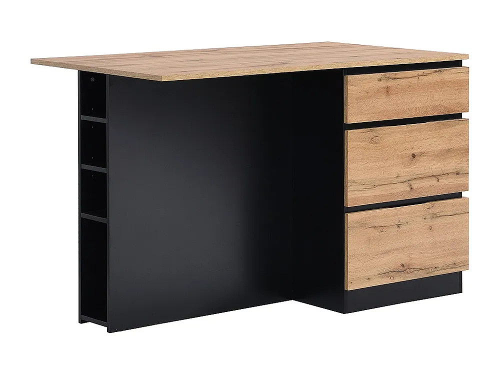 Ilha central de cozinha com 6 gavetas e 4 nichos em MDF - Integral e Preto - POMARELA