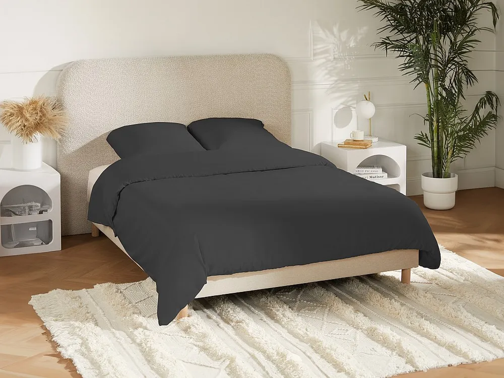 Jogo cama cetim 108 fios/cm², capa edredão 220x240 cm + 2 fronhas 63x63 cm cinza - TALORA Palacio