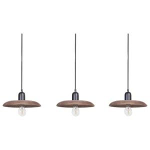3 Light Mango Wood Pendant Lamp Dark MANJEERA com 3 Refis de Óleo Incluídos