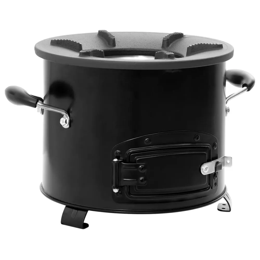 Fogão lenha de campismo 36x26x22,5 cm metálico preto