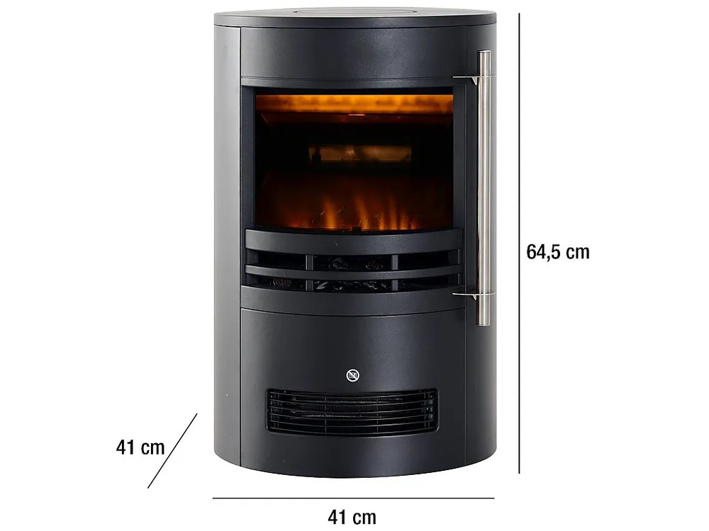 Lareira eléctrica Efeito Chama LED 3D Ajustável 1000W 2000W Preto